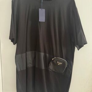 Prada black short sleeve tee with detachable Prada pouch
